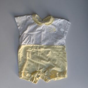 Babidu Yellow and White Baby Romper 3m